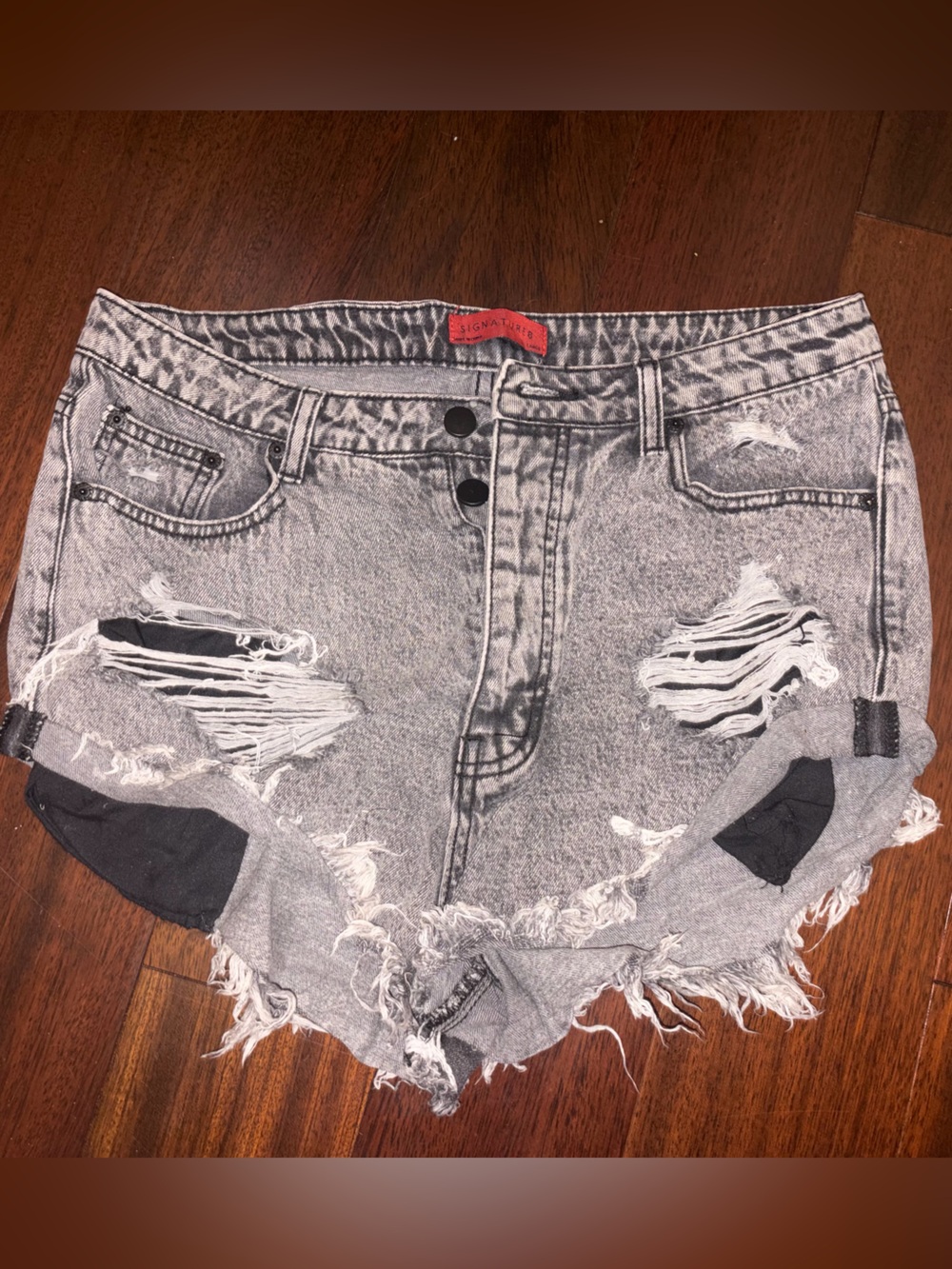 Grey Distressed Denim shorts